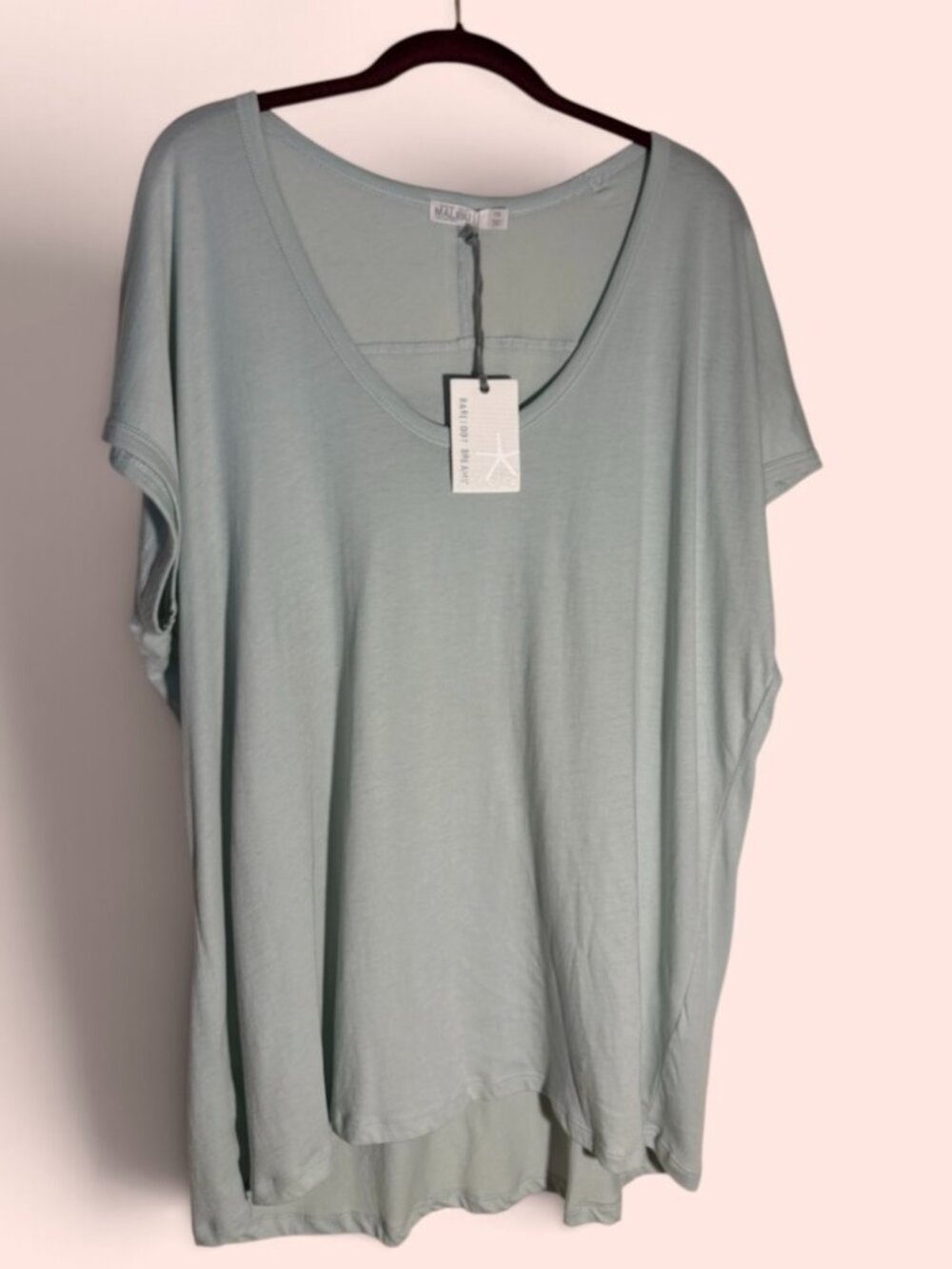 NWT Barefoot Dreams Malibu Collection Seafoam Green Relaxed V-Neck Tee Sz 1X